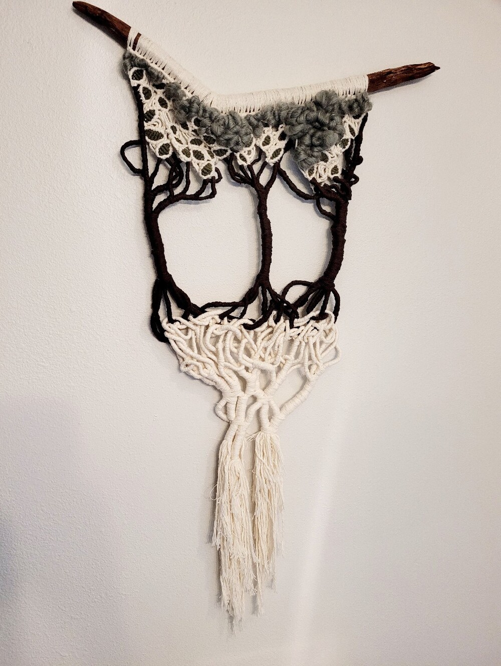 Tree Of LIfe Driftwood 3-D Macrame Boho Wall Hanging 34" L X 20" W